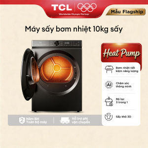 【Công Nghệ Bơm Nhiệt】Máy Sấy Bơm Nhiệt Tiết Kiệm Điện TCL 10kg - Chăm Sóc Toàn Diện - AI Thông Minh - Bộ Lọc 3 trong 1- TDH100-C682G - Bảo Hành 2 Năm