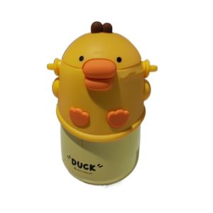 KECTTIO Thép không gỉ Cốc cách nhiệt hoạt hình Có ống hút Hợp thời trang Bình chân không Sáng Tạo Hình con vịt Bình giữ nhiệt Trẻ em