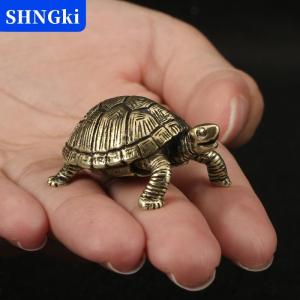 SHNGki Đồng nguyên chất bức tượng Rùa đồng cổ điển rùa bức tượng Máy tính để bàn phong thủy trang trí thu nhỏ đồ cổ trà Pet hàng thủ công Quà Tặng