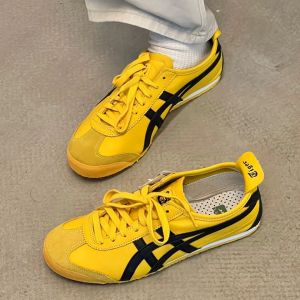 【Hot Sale】Tiger Bruce Lee Same  Men Women Running Shoes Yellow Low Top Casual DL408.0490