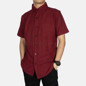 Kemeja polos pria lengan pendek - kemeja casual pria bahan oxsport sage green lilac mocca moka milo cream coklat mustar abu biru langit hijau toska