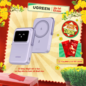 Pin sạc dự phòng không dây từ tính 10000mAh Ugreen Uno | Sạc nhanh PD 20W | Màn hình TFT | BH 18 tháng 1 đổi 1 45327 45328