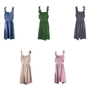 Japanese Inspired Cotton Apron with Ruffle Designs Stylish Apron Suitable for Restaurant Coffee Shop Work or Casual Wear