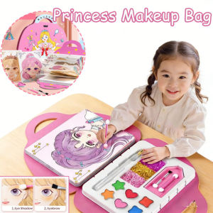 Vixplorn Kids Makeup Sticker Book Princess Dress Up Toy DIY Makeup Bag Educational Arts and Crafts For Girls 3 8 Years