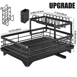 Dish Drying Rack Dish Rack with Drainer Dish Rack Organizer Cabinet Cutlery Rack with Drip Tray Tableware Shelf Kitchen Drainer Removable Kitchenware Storage Space Saving Countertop Tableware Rack