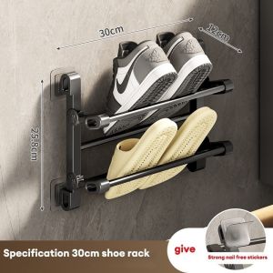 Multi-layer Wall Mounted Shoe Rack with Nail Free Stickers Compact and Efficient Storage Rack
