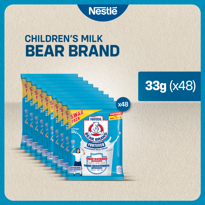 Bear Brand Fortified Powdered Milk Drink SWAK 33g – Pack of 48 sachets ...