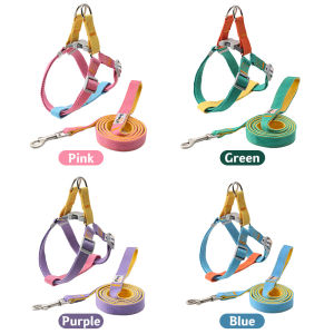 HamshMoc Step In Dog Harness And Leash Set Adjustable Pet Harness Soft Nylon Dog Leash for Small Medium Dogs