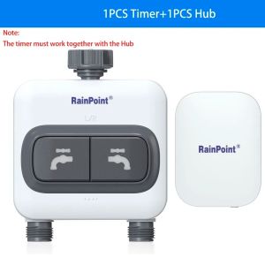 เครื่องจับเวลาฉีดน้ำ WiFi อัจฉริยะ2โซนสำหรับสวนรดน้ำทีละลิตรและเวลาสปริงเกลอร์ชลประทานอัตโนมัติ IP54เครื่องตั้งเวลารดน้ำต้นไม้