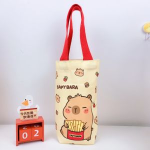 WCYC Cartoon Capybara Water Bottle Cover Scratch-proof Canvas Umbrella Storage Bag Creative Cup Sleeve Pouch Water Bottle Accessories
