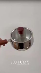 [SG]316 Stainless Steel Pot With Wood Handle Saucepan Pot With Glass Lid Multifunctional Milk Pot