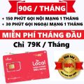 SIM HOT _ Sim 4G Local Mobifone A79 - Chỉ 79K/ tháng Có 3GB / 1 ngày + Miễn phí gọi nội, ngoại mạng. Miễn Phí 1 Tháng Đầu . FREESHIP - CHƯA KÍCH HOẠT. 
