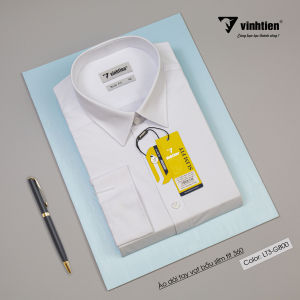 (Freeship) Áo Sơ Mi Trắng Vĩnh Tiến Dài Tay Slim Fit Vạt Bầu 360 (Không Túi)