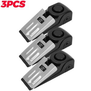 3 cái khối báo động bằng thép không gỉ chặn cửa không dây 120dB Thiết bị chặn cửa chống trộm ráp đệm báo động sàn hình nêm