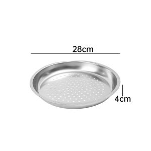 28-34ซม. เรือกลไฟอาหารสแตนเลสชั้นนึ่งผักอเนกประสงค์ถาดระบายน้ำอุปกรณ์เครื่องใช้ในครัวทำอาหารทำความสะอาดง่าย