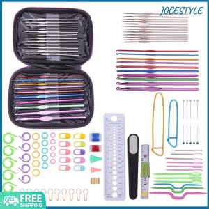 22pcs โครเชต์ตะขอชุดศิลปะการเย็บผ้าชุดชุดพกพาพกพาสแตนเลสคิท