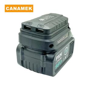 【CANAMEK】 1Pcs For 18V Li-ion Battery Case Adapter Dual USB Ports Power Bank Phone Charger LED Working Light Converter Lamp Flashlight