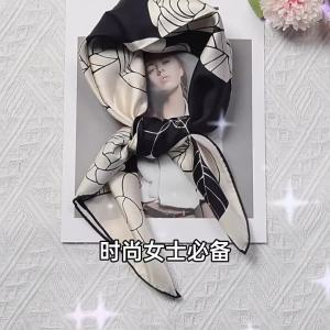 Silk Scarf for Women French Style Spring Camellia 70 Twill Silk Scarf Neck Warmer Decorative Small Scarf Wholesale