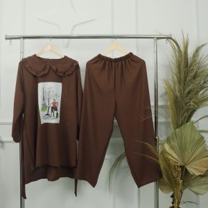 Baju Wanita Terbaru SAKURA SET Bahan CRINKLE AIRFLOW APK SABLON SIZE M L XL DAN XXL PB 85 - 92 CM