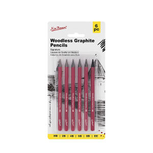 Professional Woodless Graphite Sketching Pencils Set 6 Pack (HB 2B 4B 6B 8B EE) Charcoal Drawing Pencils for Art Student Shading