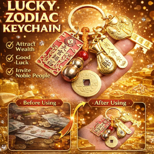 Fengshui Keychain12 Animal Zodiac Keychain Brings Good Luck Rotating Keychain Pendant Copper Lucky Charm Brass Keychain 【天官赐福】十二生肖钥匙扣