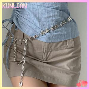 [KUNLIAN] Cổ Điển Phụ Nữ Thắt Lưng Vành Đai Nữ Kim Loại Sao Năm Cánh Chuỗi Vành Đai Tua Eo Chuỗi Vành Đai Phụ Nữ Trang Trí Cơ Thể Đồ Trang Sức
