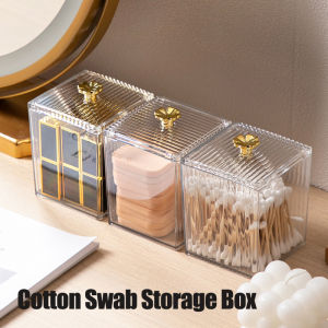 Cotton Swab Storage Box with Cover Transparent Lipstick Bud Container Makeup Cosmetics Organizer Case Dustproof