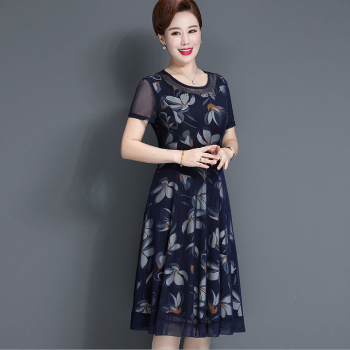 Váy đầm thời trang cao cấp dành cho mẹ mùa thu dành cho phụ nữ trung niên 40  50 tuổi | Shopee Việt Nam