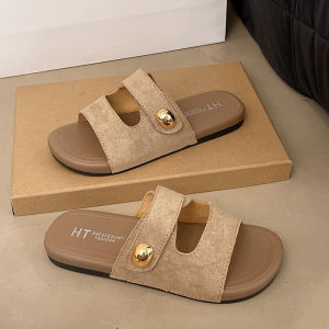 WomenS Summer Outdoor Slippers 2025 New Model Flat Retro Casual Versatile One-Strap Sandals Fashionable And Unique