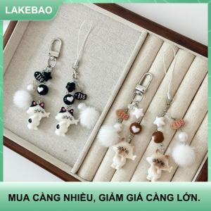 【LAKEBAO】 Dễ Thương Mèo Con Mèo Lông Bóng Hạt Keychain Mặt Dây Chuyền Sao Cá Quyến Rũ Dây Buộc Cô Gái Chuỗi Điện Thoại Đáng Yêu Ba Lô Túi Trang Trí Vài Quà Tặng