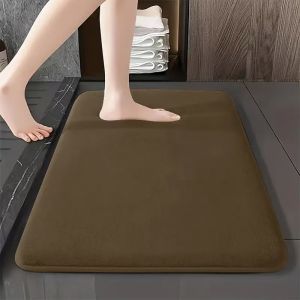 Thick Soft Memory Foam Plush Coral Velvet Super Absorbent Anti Slip Bath Mat Doormat For Bathroom Kitchen Bedroom Toilet Living Room