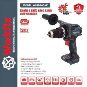 [CHUYÊN RÚT LÕI] Máy Khoan Pin 160N Workfix WF-ID160AK ANTI-KICKBACK  Khoan Bê Tông Tường Không Chổi Than