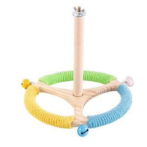 OUTOPEN Detachable Rotary Tabletop Bird Perch Comfortable Grip Solid Wood Wood Bird Training Stand Portable Quiet Birds Grinding Perch Holder Parrots
