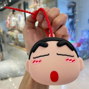 Kawaii Crayon Shin-chan Ví Đựng Tiền Xu Móc Khóa Tai Nghe Silicon Dễ Thương Túi Bảo Quản Nữ Schoolbag Mặt Dây Chuyền Trang Trí Ví Quà Tặng Cho Bạn Bè