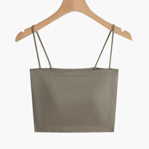Niceface Tanktop Bra With Cup TankTop Basic Wanita Square Spaghetti Crop Top