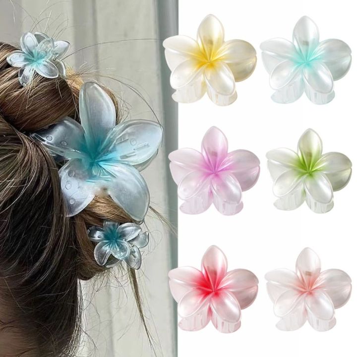 HI MIA Hairpin Flower Hair Claw Grab Clip Candy Color Acrylic Hair Claw ...