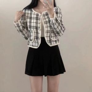 B3934 Amy Checker Monochrome Tweed Blazer