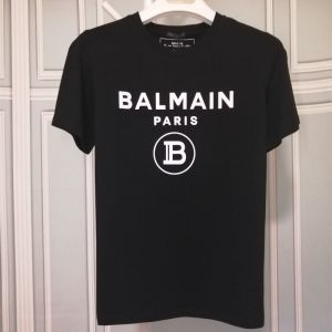 Original BALMAINˉPARIS Summer Mens and Womens Cotton Round Neck Short-sleeved T-shirt Star With The Same Paragraph Dilireba Sports Casual Tshirt Top