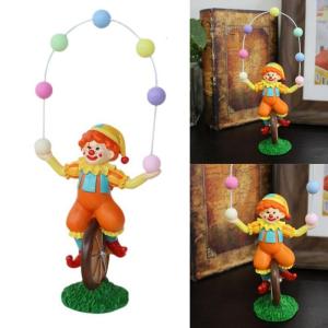 Colored Acrobatic Clown Sculpture With Antislip Bottom Resins Figurine Ornament For Tabletop and Garden Display