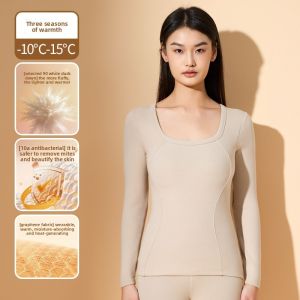 10A antibacterial thermal underwear 2026 womens winter thermal underwear graphene down heating and thermal suit long sleeve belt chest pad integrated fleece patch underwear winter thermal clothing