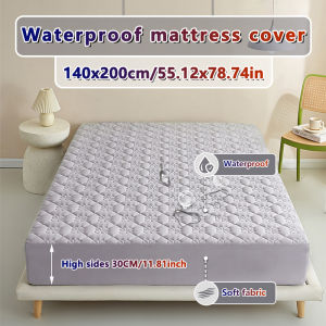 100% Waterproof Mattress Cover Quilted Cotton Mattress Pad Fitted Bed Sheet Mattress Protector Garterized Design Bed Cover