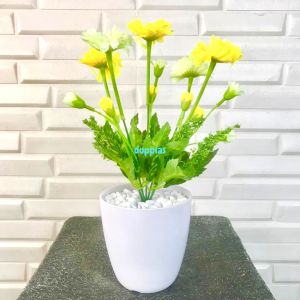 Tanaman Hias Artificial Bunga Gloriosa Daisy Plastik Pot Melamine Pohon Plastik Tanaman Hias Pajangan Dekorasi Rumah