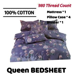 Queen Bedsheet 6 In 1 (100% Cotton)