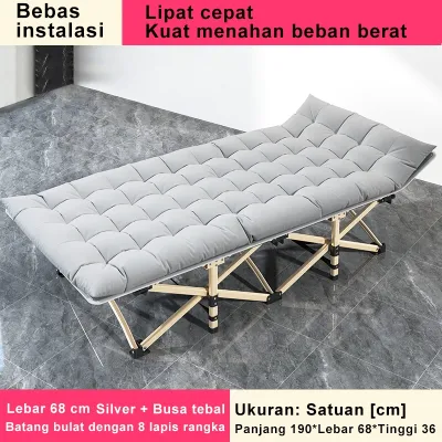Tempat Tidur Lipat dengan Kasur Ranjang Lipat 190CM Folding Bed Portable Kursi Malas Kursi Santai