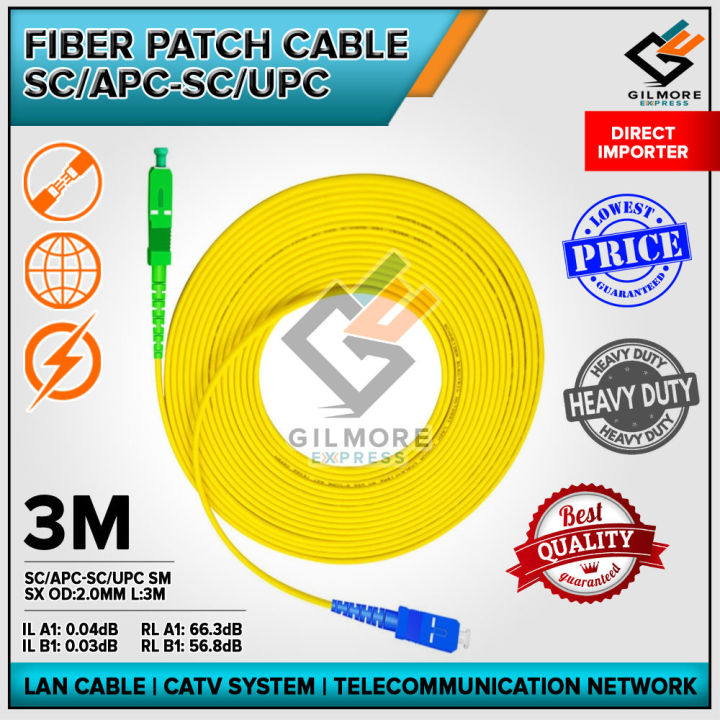 3 Meter SC/APC-SC/UPC Simplex Single Mode Fiber Optic Patch Cord FTTH ...