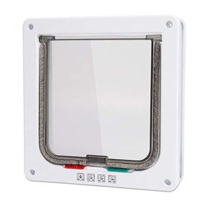 Pet Door 4 Way Lockable Dog Cat Kitten Door Security Flap Door Plastic S/M/L Animal Small Pet Cat Dog Gate Door Pet