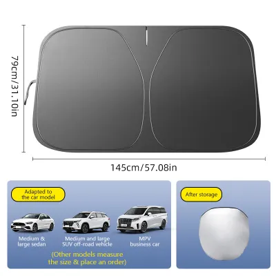 SEAMETAL ร่มกันแดดในรถยนต์ ม่านบังแดดรถ ฉนวนกันความร้อน กันUV แบบพับได้ ที่บังแดด