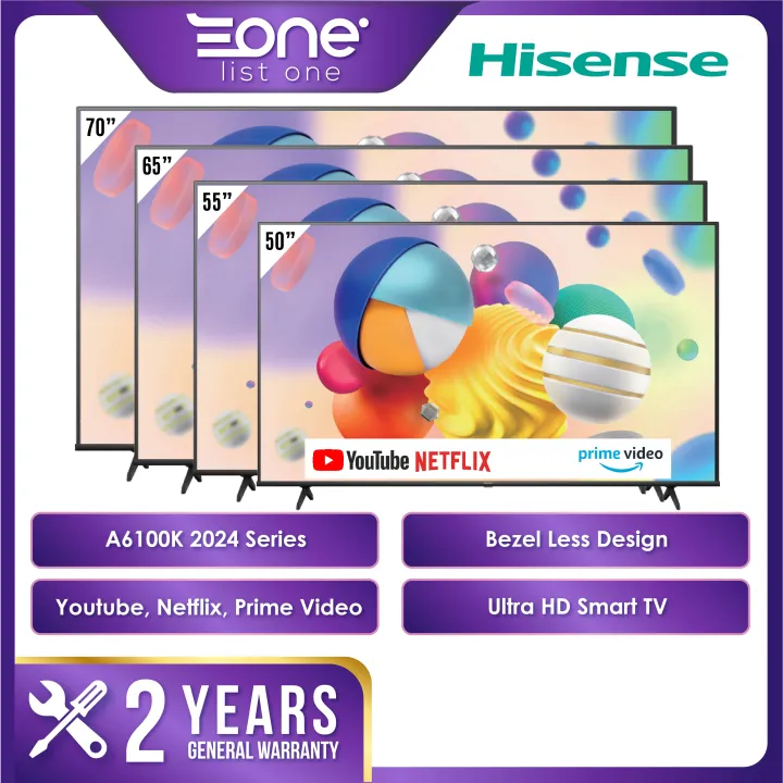 Hisense A6100K Series 4K UHD Smart TV Vidaa TV (70") 70A6100K (50") 50A6100K (55") 55A6100K (65") 65A6100K