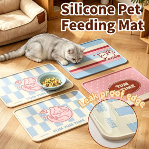 Pet Feeding Mat Silicone Non Slip Waterproof Foldable Bowl Pad Easy Clean Floor Protector Cat Dog