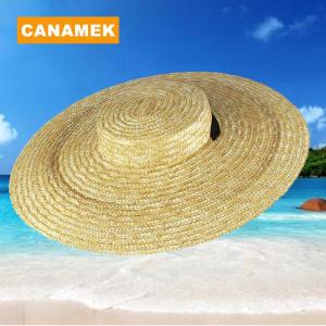【CANAMEK】 Wide Brim Straw Hat For Women Long Ribbon Ladies Beach Hat Summer Sun Visor Cap